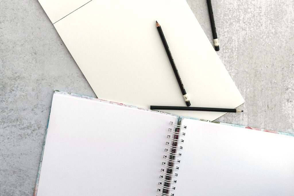 pencils and sketchbooks