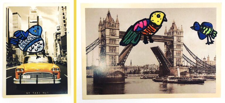 birds on postcards