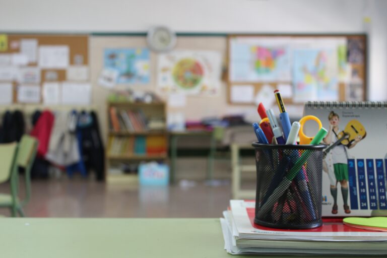 desk in classroom