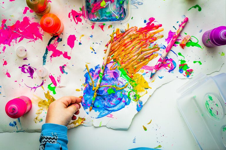 hand with neon paint