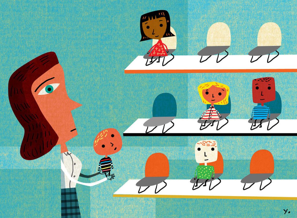 graphic teacher placing students