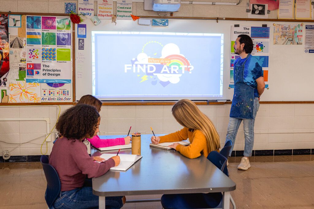 teacher with students