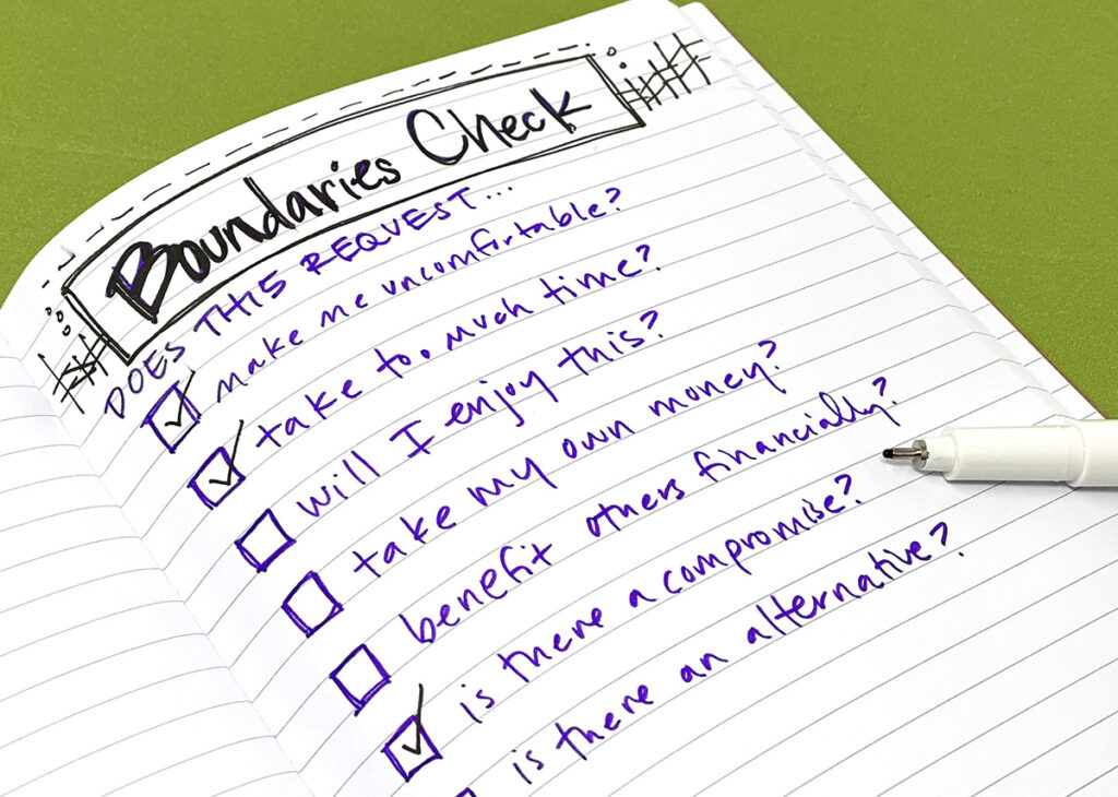 sketchbook with boundary checklist