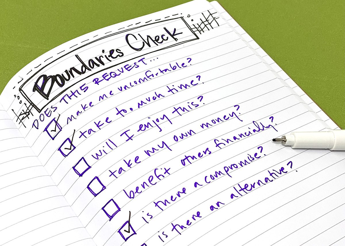 sketchbook with boundary checklist