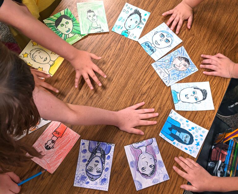 rainbow colored portraits