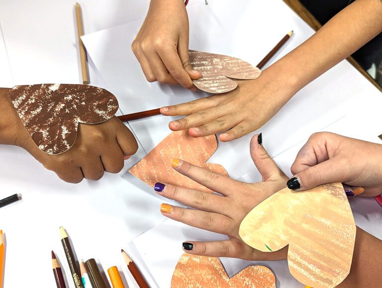 students matching skin tones