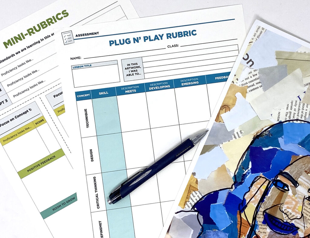 rubric with artwork and pen