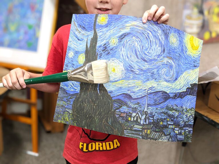 student van gogh reproduction and brush