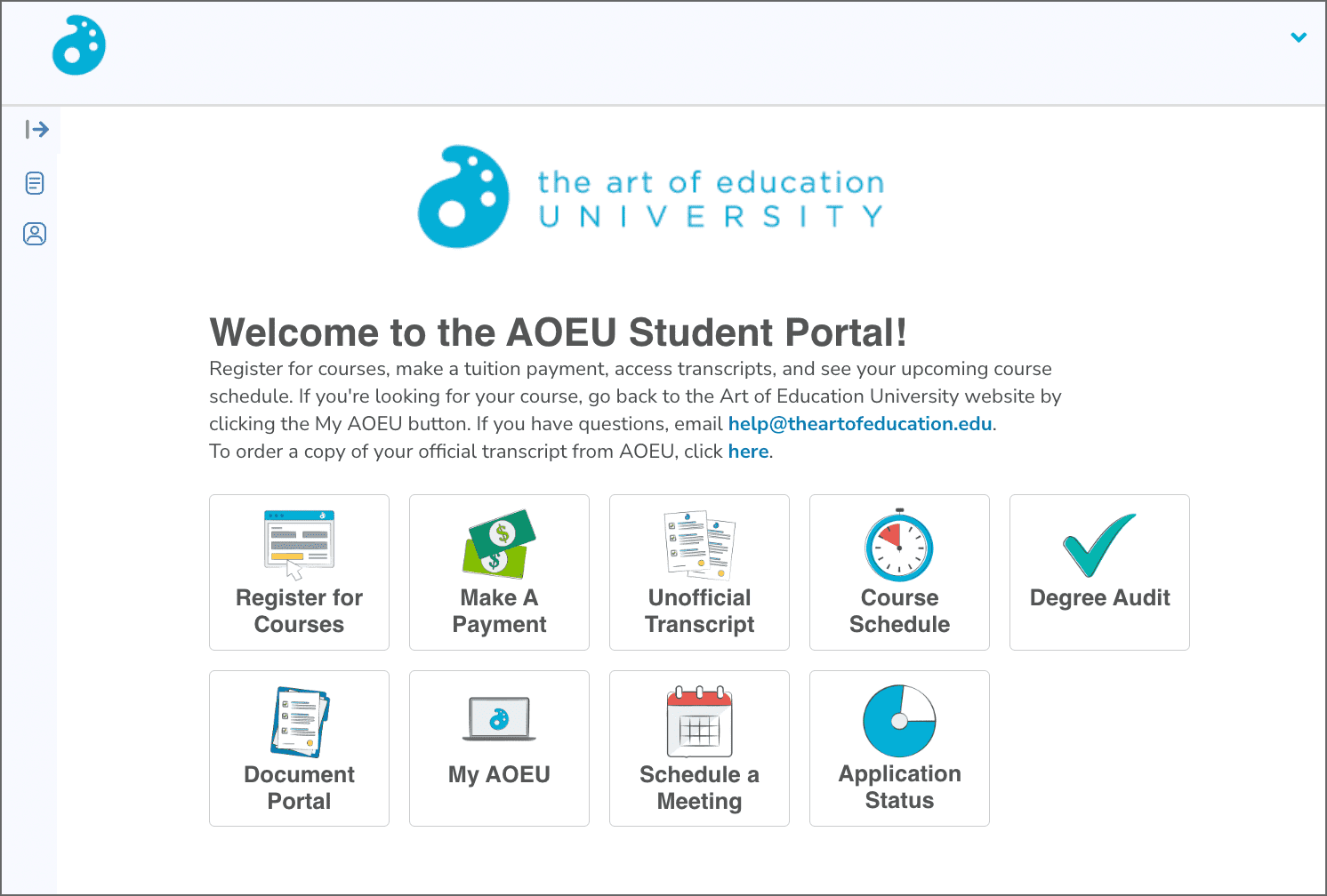 screenshot of the campus cafe student portal