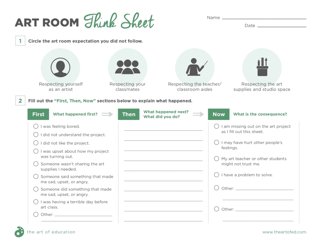 art room think sheet