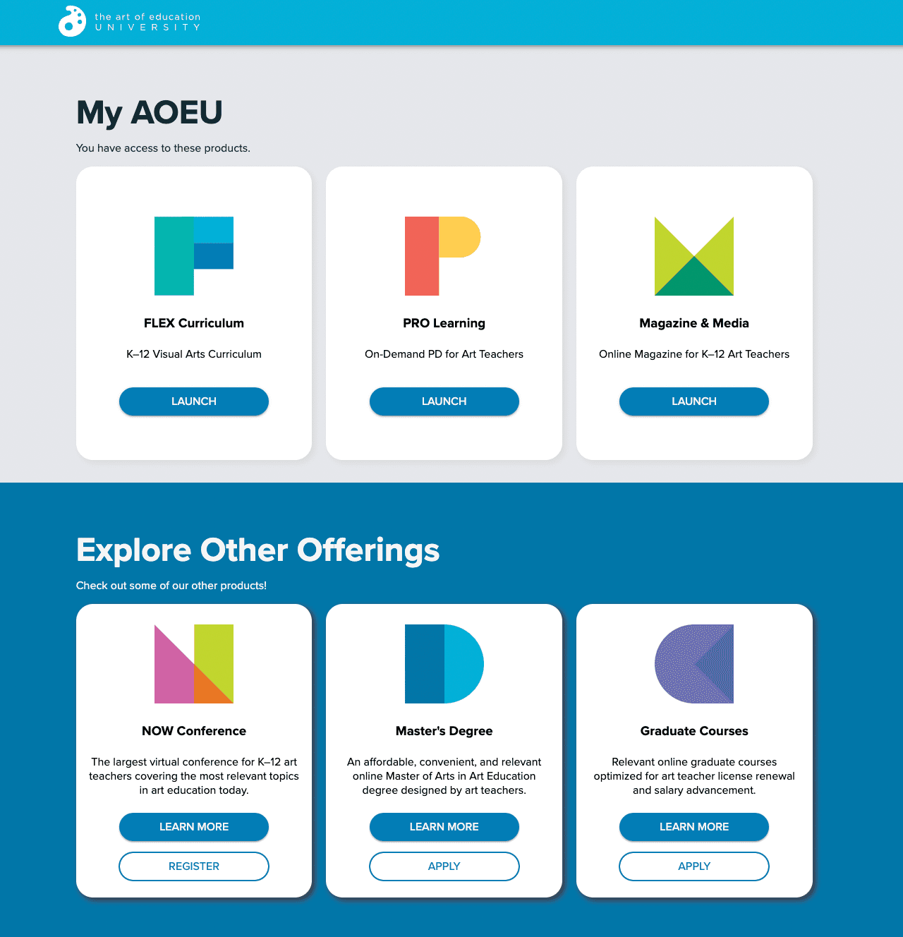 screen capture of the My AOEU homepage