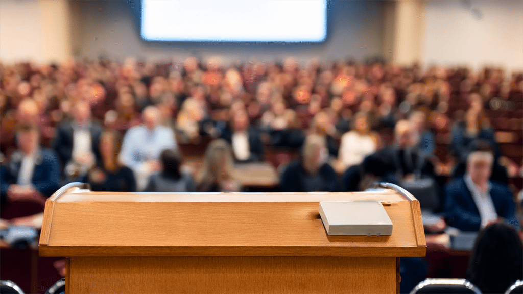 podium and audience