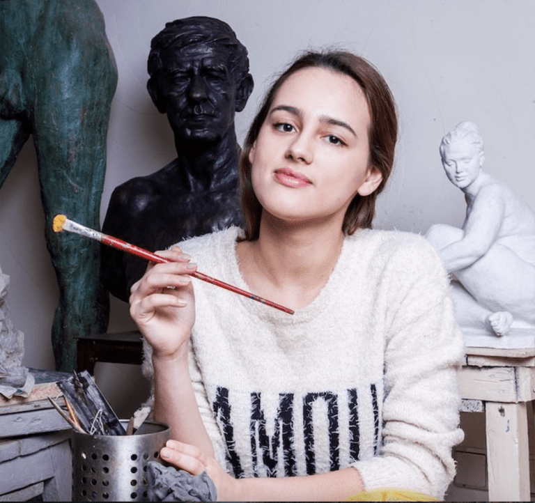 girl with paintbrush