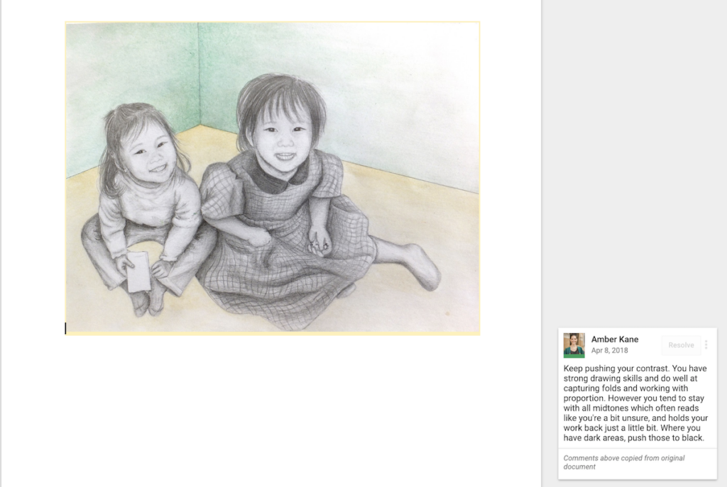 student work with teacher feedback